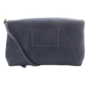 TORY BURCH パンチングロゴ2WAYフォールドオーバーショルダーバッグ レザー 紺 ネイビー /SR