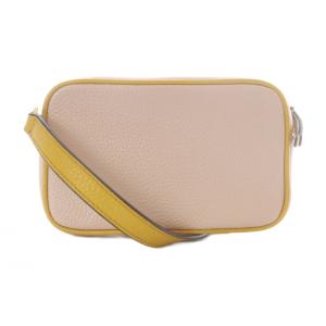 TORY BURCH ブレイク カラーブロック ミニ カメラバッグ ショルダーバッグ レザー ピンク オレンジ /SR