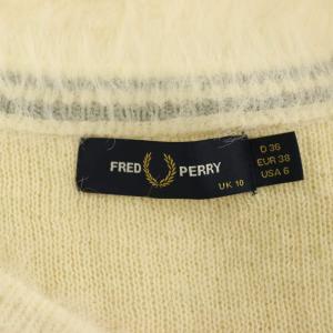 FRED PERRY Ray BEAMS 別注シャギーカーディガン ニット 長袖 Vネック D36 オフホワイト /MY OS