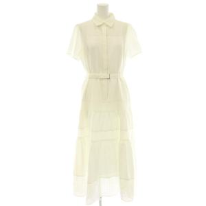 24AW メッシュコンビシャツワンピース 半袖 ロング 38 オフホワイト /NR OS