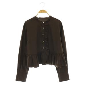 26SS ロングスリーブフリルブラウス シャツ 長袖 前開き F 茶 /NR OS