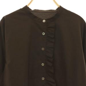 Adam et Rope' 26SS ロングスリーブフリルブラウス シャツ 長袖 前開き F 茶 /NR OS
