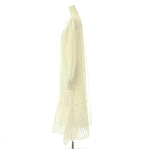 ADORE 24SS エンブロイダリーチェックワンピース シアー インナー付き 38 白 /CX OS SH