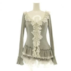 25AW ティアードフリルカットソープルオーバー ニット F グレー 白 /CX OS