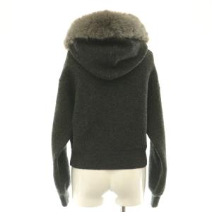 SNIDEL 25AW Sustainaファー付きニットパーカー ジップアップ フェイクファー F チャコール グレー