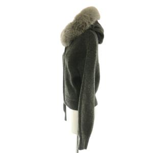 SNIDEL 25AW Sustainaファー付きニットパーカー ジップアップ フェイクファー F チャコール グレー