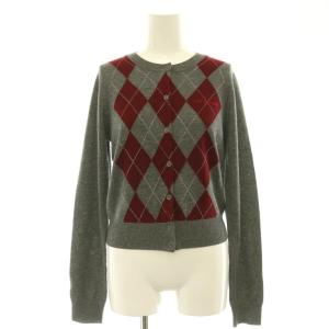 25AW ロゴ刺繍アーガイルカーディガン ニット F グレー ボルドー /CX OS