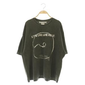 24SS LET'S LIVE ガーメントダイ プリントTシャツ オーバーサイズ ラメ M グレー /MY