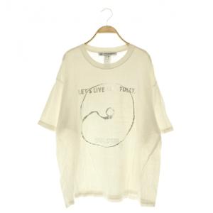 24SS LET'S LIVE ガーメントダイ プリントTシャツ オーバーサイズ ラメ M ホワイト /MY