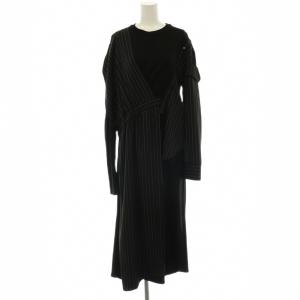 PIN STRIPE ONE PIECE ワンピース ストライプ柄 0 ブラック ホワイト /ES OS