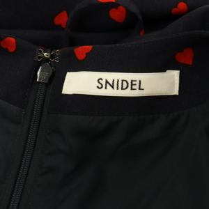 SNIDEL 25SS ハートプリントワンピース ロング 半袖 ギャザー 0 ネイビー /MY OS