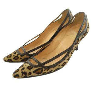 Christian Louboutin ハラコパンプス レオパード柄 35.5 ベージュ 茶 ブラウン /SS OS