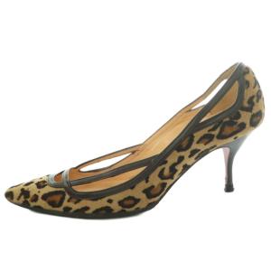 Christian Louboutin ハラコパンプス レオパード柄 35.5 ベージュ 茶 ブラウン /SS OS