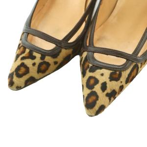 Christian Louboutin ハラコパンプス レオパード柄 35.5 ベージュ 茶 ブラウン /SS OS