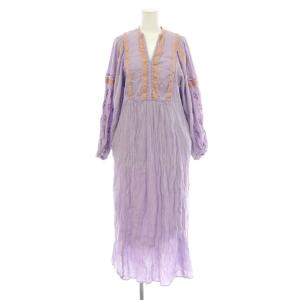 Cotton Gauze Leaf Embroidery Yoke Dress ワンピース S