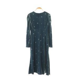 CELFORD 24AW ベロア総刺繍ワンピース ロング 38 ブルー /HK OS