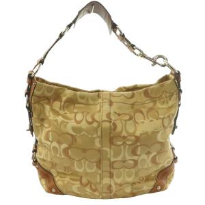 COACH シグネチャー ショルダーバッグ キャンバス レザー ベージュ キャメル F13981 /SS OS