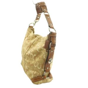 COACH シグネチャー ショルダーバッグ キャンバス レザー ベージュ キャメル F13981 /SS OS
