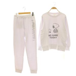 ×SNOOPY セットアップ スヌーピー トレーナー スウェット パンツ ルームウエア F ラベンダー色