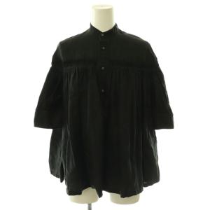 60/1Linen Cambric Tucked Blouse Half Sleeve ブラウス タック
