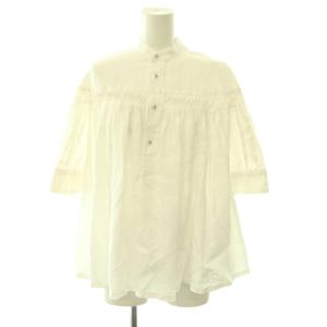 60/1Linen Cambric Tucked Blouse Half Sleeve ブラウス タック