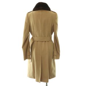 BURBERRY LONDON ラビットファー ウールカシミヤ ベルトコート 36 ベージュ ブラウン /ES OS