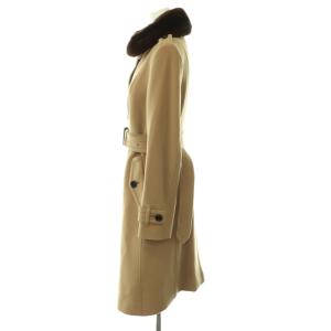 BURBERRY LONDON ラビットファー ウールカシミヤ ベルトコート 36 ベージュ ブラウン /ES OS