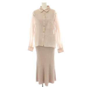 2点セット 24SS シアーシャツ×ラメニットワンピース ブラウス リブ 1 スモークピンク /CX OS