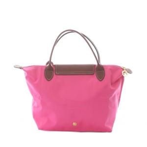 Longchamp ル プリアージュ ハンドバッグ トートバッグ ピンク 茶色 ブラウン 無地 フラップ付き スナップボタン開閉