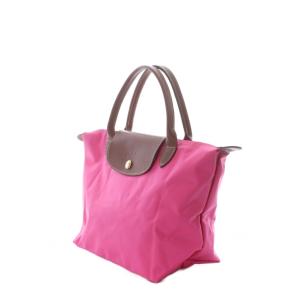 Longchamp ル プリアージュ ハンドバッグ トートバッグ ピンク 茶色 ブラウン 無地 フラップ付き スナップボタン開閉