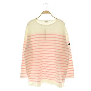 Seavalley パネルバスクシャツ カットソー 長袖 ボートネック ボーダー 2 ストロベリーミルク