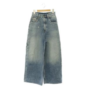 D-LUITE-SP2 ジーンズ ワイドデニムパンツ ハイウエスト ダメージ加工 23 ブルー /MY