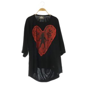 CLOWN HEART ビッグTシャツ カットソー F 黒 ブラック 赤 レッド /CX OS