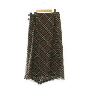 BURBERRY LONDON チェック キルトスカート ロング 38 ブラウン /HK OS