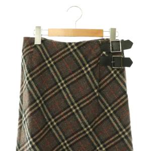 BURBERRY LONDON チェック キルトスカート ロング 38 ブラウン /HK OS