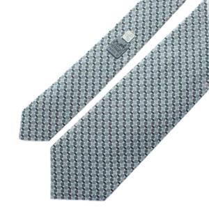 HERMES 総柄シルクネクタイ ネクタイ レギュラータイ グレー 絹 /RI OS SH OH