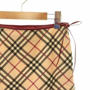 BURBERRY BLUE LABEL チェックスカート 膝丈 フレア ノバチェック 38 ベージュ マルチカラー /DO OS