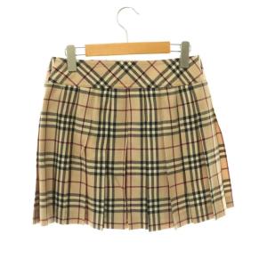 BURBERRY BLUE LABEL チェックプリーツミニスカート フレア ノバチェック ウール 38 ベージュ マルチカラー /DO OS