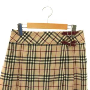 BURBERRY BLUE LABEL チェックプリーツミニスカート フレア ノバチェック ウール 38 ベージュ マルチカラー /DO OS