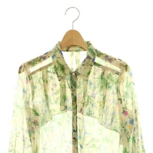 ANAYI 25SS ボタニカルプリントシャツ ブラウス シアー 36 ベージュ マルチカラー /CX OS