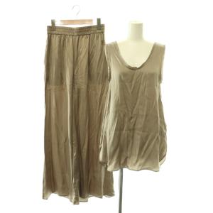 Washable Silk Tank Top Wide Pants タンクトップ ワイドパンツ セットアップ