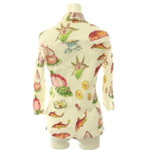 TSUMORI CHISATO 総柄 ワッシャー 七分袖 シャツ 2 ホワイト /HK OS