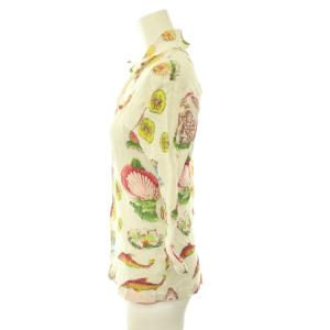TSUMORI CHISATO 総柄 ワッシャー 七分袖 シャツ 2 ホワイト /HK OS
