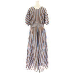 NE QUITTEZ PAS! Cotton Voile Stripe Waist Gather Dress ワンピース ストライプ M