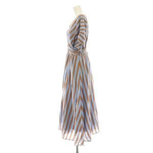 NE QUITTEZ PAS! Cotton Voile Stripe Waist Gather Dress ワンピース ストライプ M