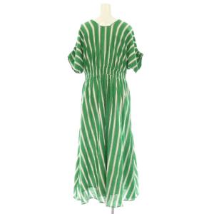 NE QUITTEZ PAS! Cotton Voile Stripe Waist Gather Dress ワンピース M