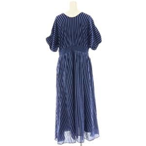 NE QUITTEZ PAS! Cotton Voile Stripe Waist Gather Dress ワンピース M