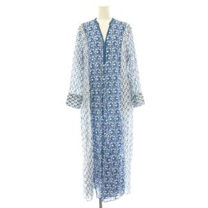 COTTON JQD COMBI DRESS ワンピース M ブルー ホワイト