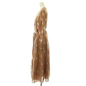 NE QUITTEZ PAS! COTTON VOILE FOIL FLOWER ワンピース ロング 長袖 ブラウン /HK OS SH