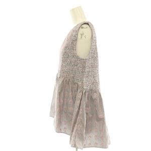NE QUITTEZ PAS! Poplin Fluff Print Sleeveless Top ブラウス ストライプ 花柄 ペプラム